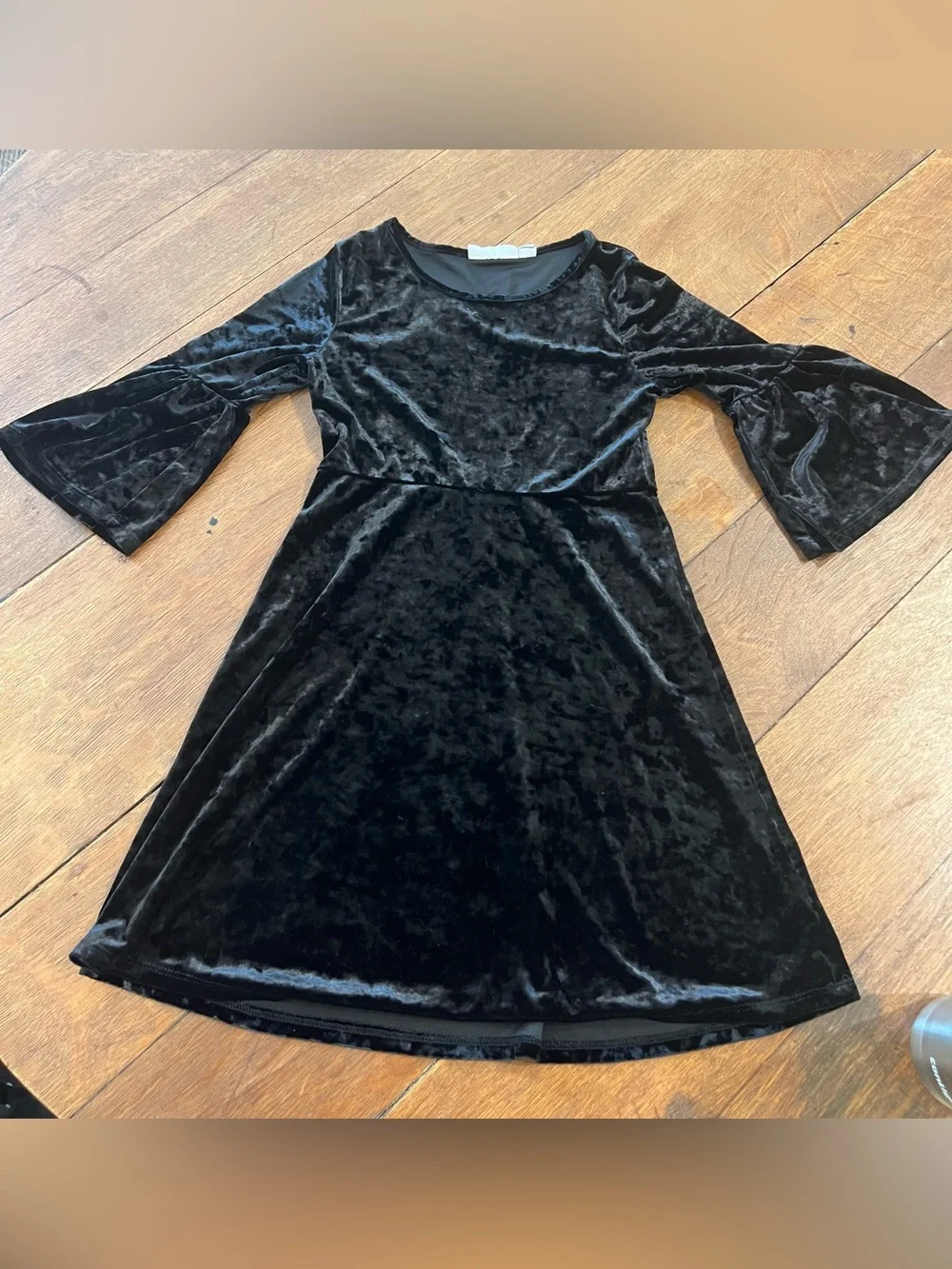 The Children's Place Black Velvet Bell-Sleeve Dress